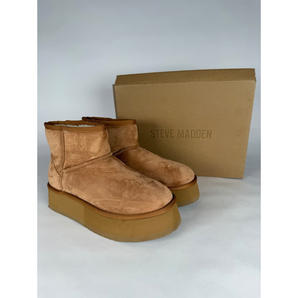 Steve Madden Crue Chestnut Platform Ankle Boots Faux Fur Lined Women 11 CRUE01S1
